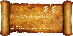 Raksányi Evelin névjegykártya